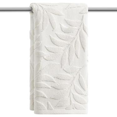 Imagem de Artoid Mode 1 peça de toalhas de mão brancas 3D jacquard primavera para banheiro, 100% algodão macio absorvente toalha de decoração de banheiro, 14,7 x 29,5 polegadas