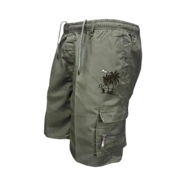 Imagem de Bermuda Cargo Camuflada Masculina plus Size Com Múltiplos Bolsos Casua