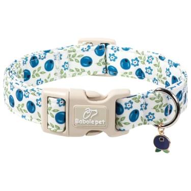 Imagem de Babole Pet Coleira de primavera/verão para cães pequenos - Coleiras de mirtilo fresco, para meninas, meninos, para cachorros, macias, leves, respiráveis, ajustáveis, masculinas, fêmeas, para cães, P