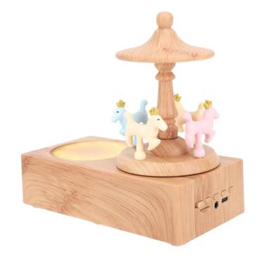 Imagem de Generic Alto-falante Carrossel, Alto-falante Sem Fio 5.0 Com Cavalos Giratórios e Luz Ambiente, Bateria de 1200mAh para Decoração de Quarto de Casa