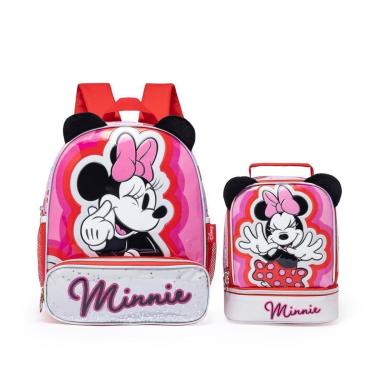 Imagem de Kit Mochila De Costas Lancheira Minnie Pré-Escolar Infantil Feminina Disney-Feminino