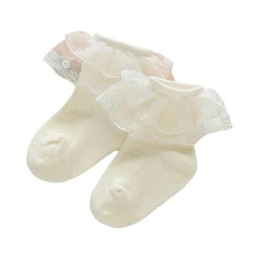 Imagem de Meias De Algodão Para Bebê Menina Com Renda E Babados, Estilo Princesa