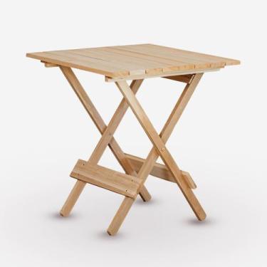 Imagem de Mesa Dobrável 70x70cm em Madeira Maciça sem Pintura - Marcenaria Real