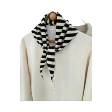 Imagem de Cachecol De Lã Triangular Listrado Macio E Quente Para Mulheres, Moda 