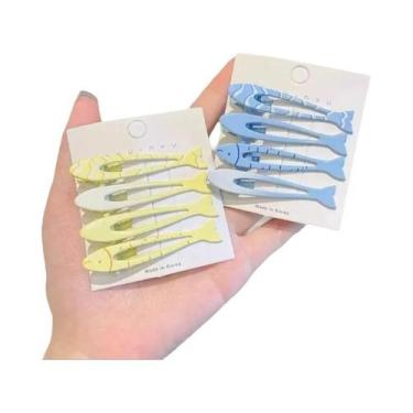 Imagem de Conjunto De Presilhas De Cabelo Em Forma De Peixe Azul E Amarelo Para 