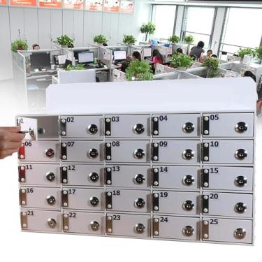 Imagem de Armários de acrílico para celular - Caixa de bloqueio de senha montada na parede e independente, armazenamento seguro para escritório/escola, 2 portas com chave, ideal para soluções seguras de