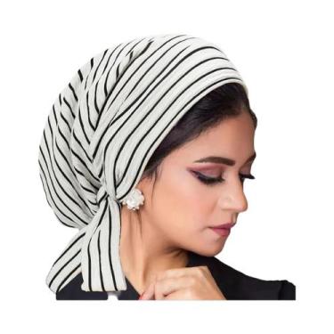 Imagem de Turbante Moderno Com Listras Para Mulheres, Hijab Muçulmano, Lenço De 