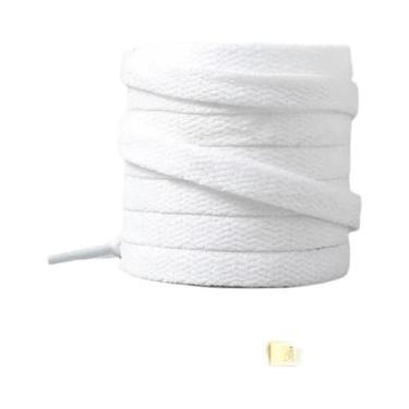 Imagem de Cadarços Planos Pretos E Brancos Para Tênis AF1 Com Fivela De Metal - 