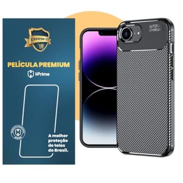 Imagem de Capa Capinha Fibra De Carbono Para iPhone 16e Case Anti Impacto Fosca (preto, iPhone 16e, Kit com Película Nanoshield)