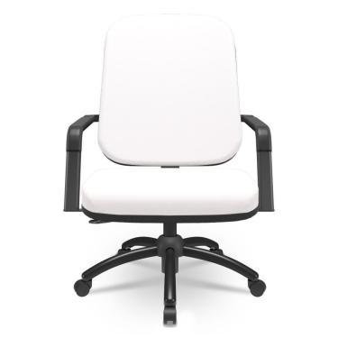 Imagem de Cadeira De Escritório Giratória Com Braço Preta Magno P03 Vinil Branco - Lyam Decor