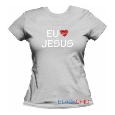 Imagem de Camiseta Fé Eu Amo Jesus Evangélica Gospel Feminina Baby Look - Blackc