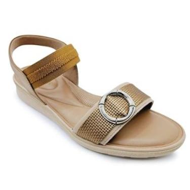 Imagem de Sandália Usaflex em Couro com Ajuste Elástico e Amortecedor-Feminino