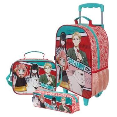 Imagem de Kit Mochila Rodinhas Spy X Family Lancheira Estojo Escolar Dermiwill-Unissex