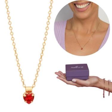 Imagem de Colar Rommanel Coração Cristal Original Banhado Ouro 18k 532428, Pedra