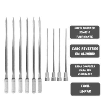 Imagem de 10x Espetos De Inox Com Lâmina 60cm 6-Espada e 4-Coração - INOX LAURIN