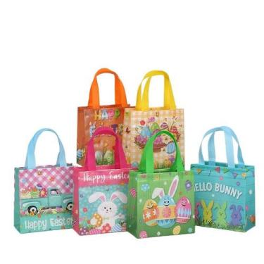 Imagem de Bolsa impermeável com estampa de coelhinho da Páscoa e ovo 20x20x9cm 1