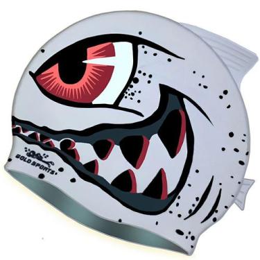 Imagem de Touca De Natação Gold Sports Kids Bad Shark De Silicone, Branco, Único