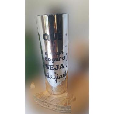 Imagem de Copo Personalizado  long drink festa espelhado prata 10  peças - Imagi