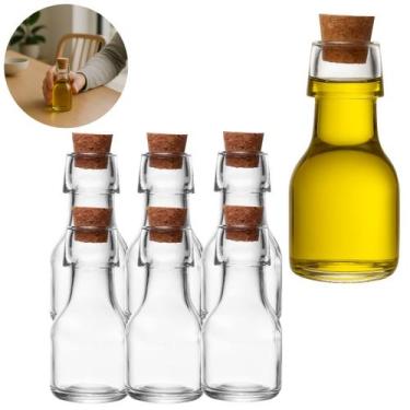 Imagem de 6 Garrafas De Vidro 70ml P/ Azeite Tampa Rolha Premium - Lyor