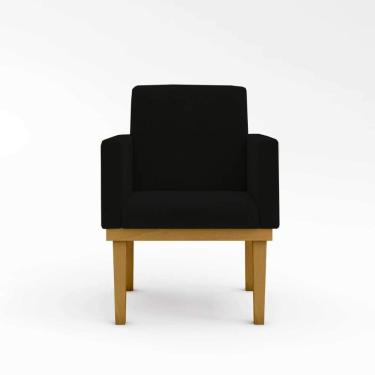 Imagem de Kit 11 Poltronas Decorativas Com Base Courino , Salão Cor: Courino Preto