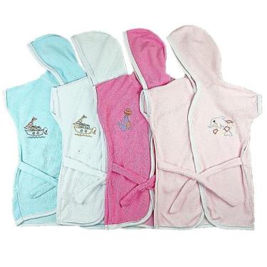 Imagem de Roupão De Banho Bordado Bebe com Capuz Infantil Atoalhado Menino Menin