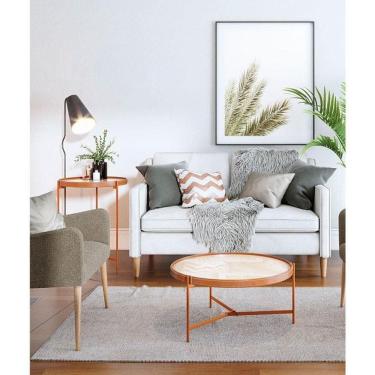 Imagem de Mesa De Centro Ambiente Aqua Grande Com Vidro Off White Cobre - Imcal