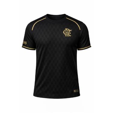 Imagem de CAMISETA FLAMENGO PRETA DOURADA 1985 JACQUARD MASCULINA-Masculino