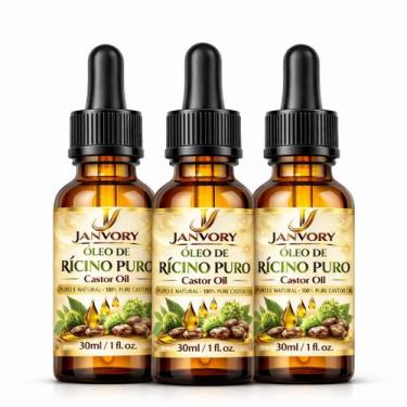 Imagem de Kit com 3 Óleos de Rícino 100% Puros 30 ml cada (90 ml no total) - Jan