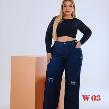 Imagem de Calça Jeans Feminina Wide Leg Plus Size - NoBrand, Bm, W, 03, 46