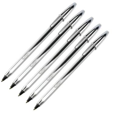 Imagem de Kit 5 Canetas Pretas Celebration Corpo Prata Modelo premium - Bic