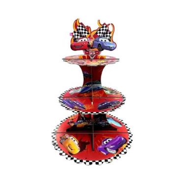 Imagem de Suporte De Bolo Temático Carro Relâmpago Infantil, Torre De Cupcakes, 