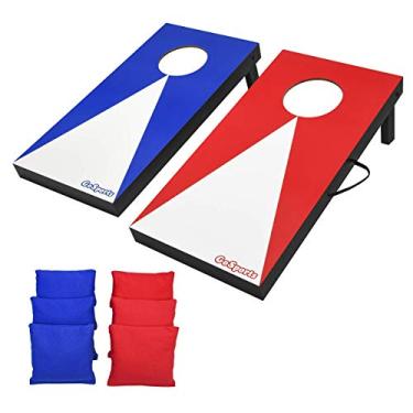 Imagem de GoSports Conjunto de jogo Cornhole tamanho portátil com 6 sacos de feijão – Ótimo para brincadeiras internas e externas (escolha entre designs clássicos ou de madeira)