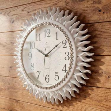 Imagem de Relógio De Parede Místico Solar Branco Oriental Rustico 45cm - OUTRAS 