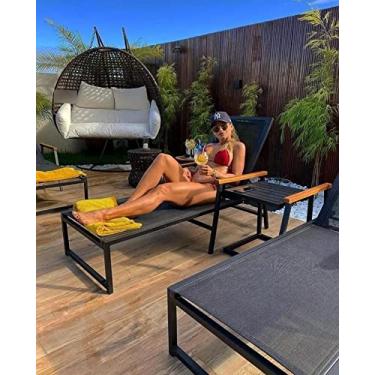 Imagem de Kit 2 Espreguiçadeiras De Piscina Em Aluminio + Mesinha
