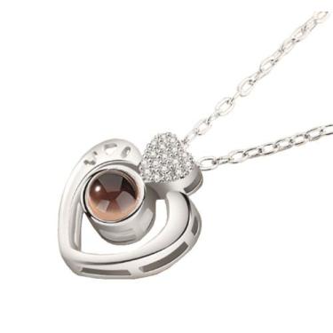 Imagem de Colar Coração Projetor Te Amo Idiomas Presente Mãe Namorada - Jewelry