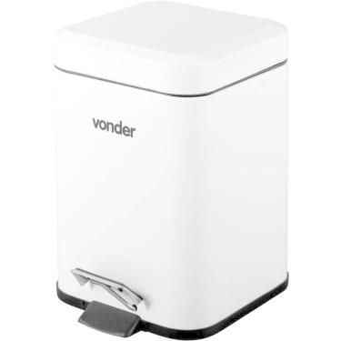 Imagem de Lixeira Retangular Ostenvonder 3L Aço Inox Branca Balde Plástico Removível