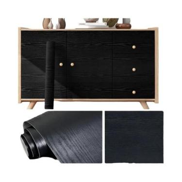 Imagem de Papel De Parede Adesivo Preto Impermeável Removível De Vinil Para Pare