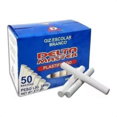 Imagem de Caixa Giz Escolar Branco Lousa Plastificado Cilíndrico Atóxico 50 unid