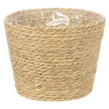 Imagem de Cesto Decorativo Palha Cachepot Vaso Plantas Organizador Sala Varanda 