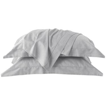 Imagem de Jogo de Cama 4 Peças 200 Fios Algodão Cinza/Silver Chambret Kacyumara - Casa K