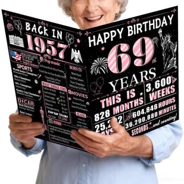 Imagem de Cartão de Aniversário VivaGem 69 Anos Jumbo Retrô 36 x 56 cm