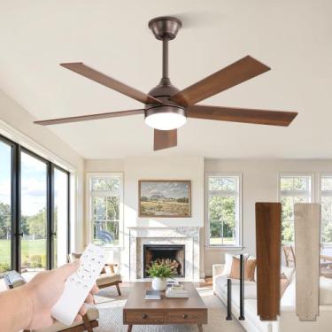 Imagem de Ventilador de Teto Fanbulous 122 cm Marrom 5 Pás LED com Controle Remo