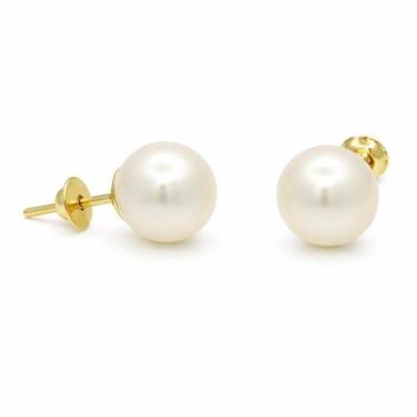 Imagem de Brinco em Ouro 18k com Pérolas Brancas Redondas - Vários Tamanhos - Ju