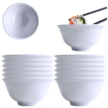Imagem de 12 Tigelas Bowl Molheira Redonda em Melamina Branca 130ml - Fx