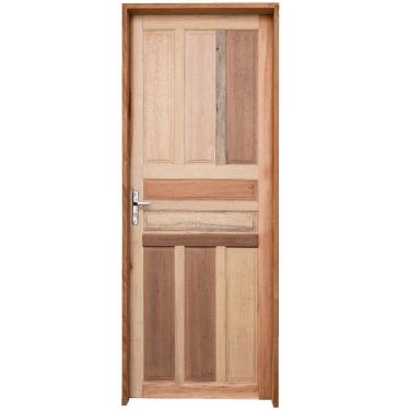 Imagem de Kit Porta de Madeira Mista Grantok M09 Externa, Abertura à Direita 213x96 cm