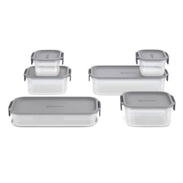Imagem de Potes Herméticos de Plástico Electrolux Cinza 6 Unidades Empilháveis Modulares