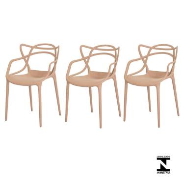 Imagem de Kit 3 Cadeiras Allegra Nude Sala Cozinha Jantar