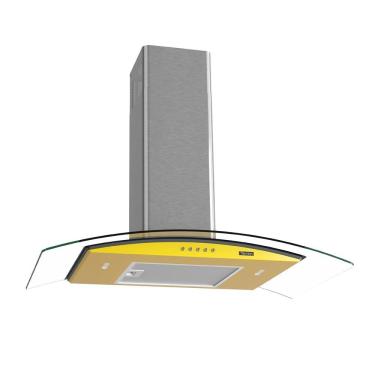 Imagem de Coifa de Parede Terim Clean Vidro Curvo Amarela Kroma 80cm Inox com Led Amarelo 110V