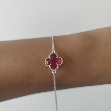 Imagem de Pulseira Trevo Feminina Prata 925, acompanha Certificado de Garantia 