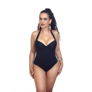 Imagem de Maiô Plus Size com Bojo Meia Taça - Estigma, 46, Azul marinho